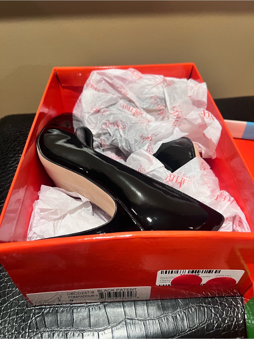 Charles By Charles David Black Patent Pointed-Toe Stiletto Pumps - Picture 4 of 7